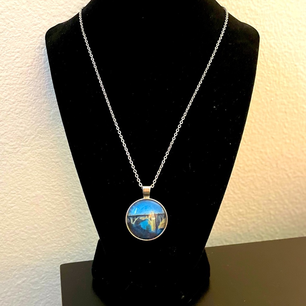 Handmade Bridge Glass Dome Cabochon Pendant Necklace